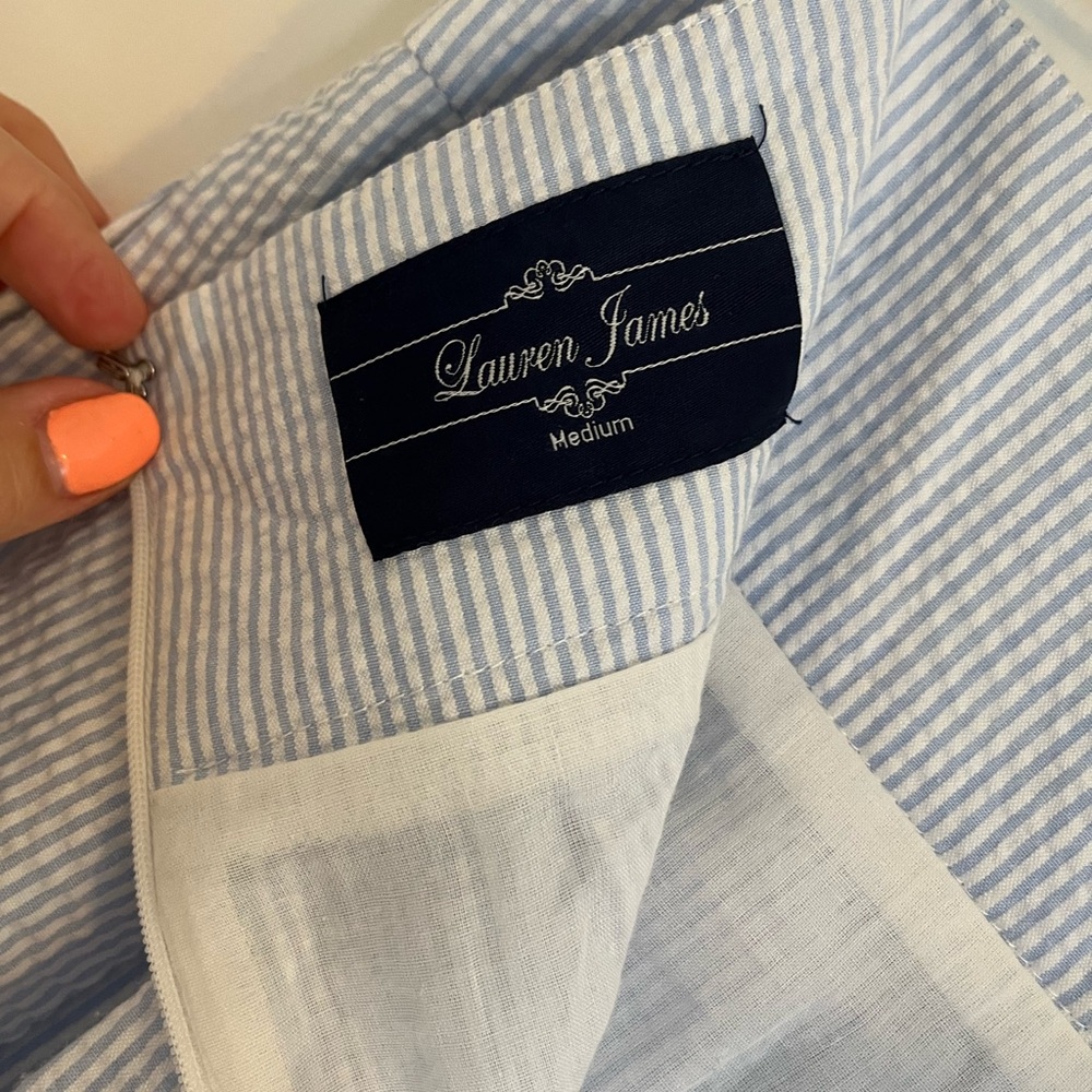 Lauren James Lt Blue Seersucker Skirt